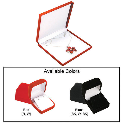 Flocked Velour Necklace Box, 6 3/8" x 6 3/8" x 1”, Choose from various Color