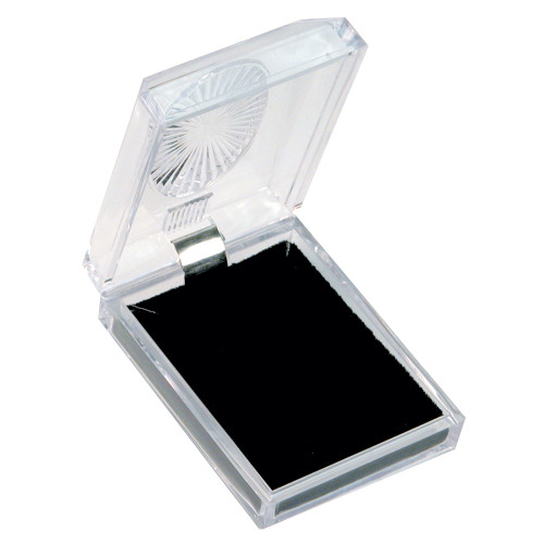 Crystal clear pendant/earring box, 2 1/8" x 2 3/4" x 1"H