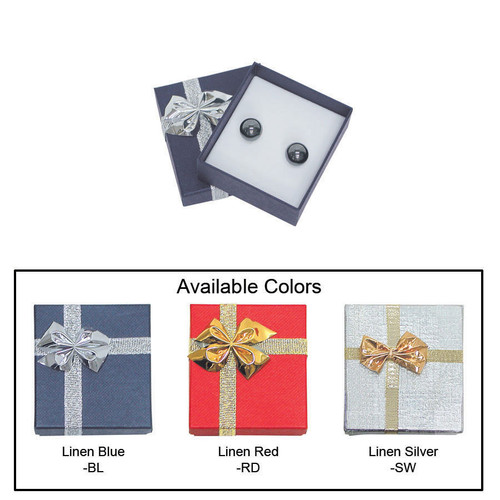 Linen bow tie earring box , 2" x 2 1/8" x 7/8" , Choose from various Color