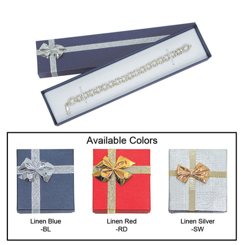 Linen bow tie bracelet/watch box , 8" x 1 7/8" x 1" , Choose from various Color