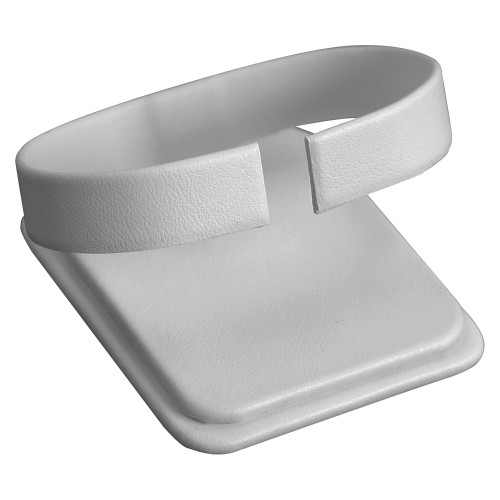 Watch Collar White Leather , 2" x 2 1/4" x 1 5/8"H