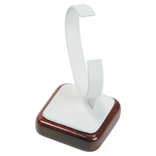 Watch Display, Rosewood base / White Leather.,2 1/4" x 2 1/4" x 3 1/2"H
