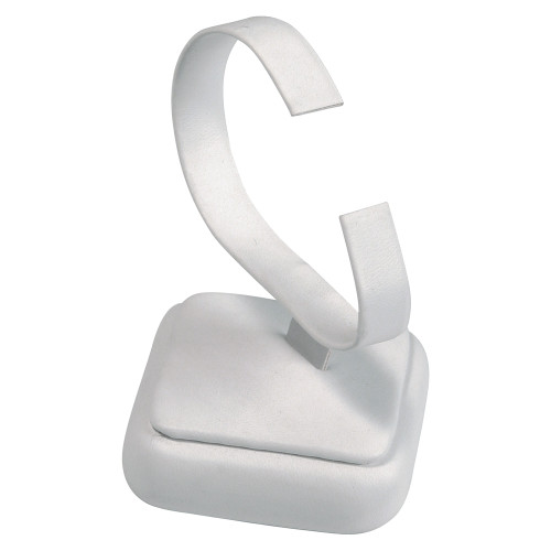 Watch Display, White Leather., 2 1/4" x 2 1/4" x 3 1/2"H