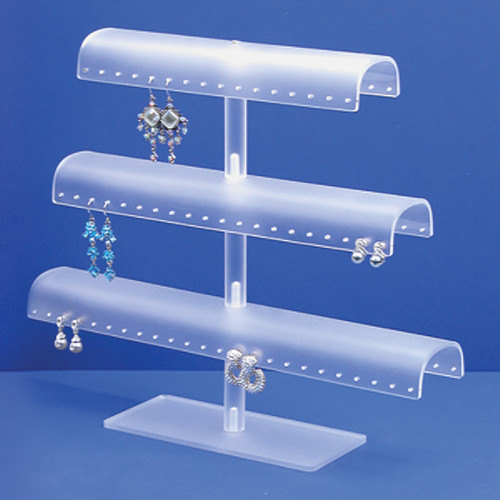 Acrylic 60-Pr. Earring / Bangle Display, 13 1/8" x 3 1/8" x 11 3/8"H, White Frost,ssemble Required