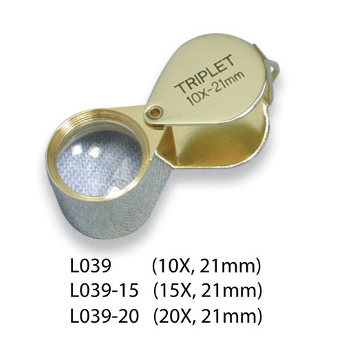 Triplet Glass Lens Loupe, 21 mm, Gold