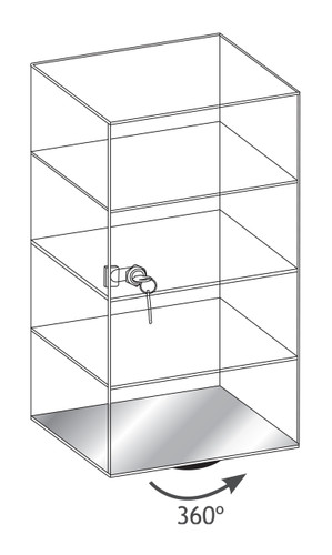 Acrylic Display Revolving Case , 10" x 10" x 18 1/2"H, 3 removable shelves