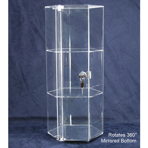 Rotating Hexagon Acrylic Showcase (2 shelves), 8 1/4" Dia x 18 7/8"H