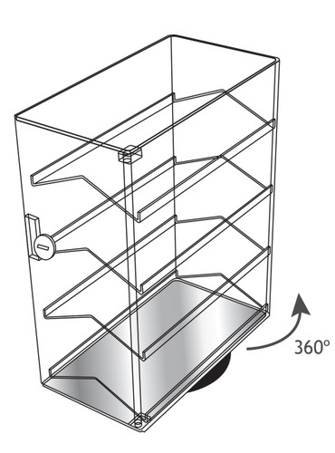 Revolving Acrylic Case with 4 Removable Shelves, 13 1/2" x 7 3/8" x 17 3/4"H