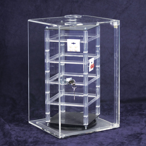 Acrylic Revolving Earring Display Case , Holds 32 pcs. 2" Cards, 8 1/4" x 5 1/8" x 13 3/4"H