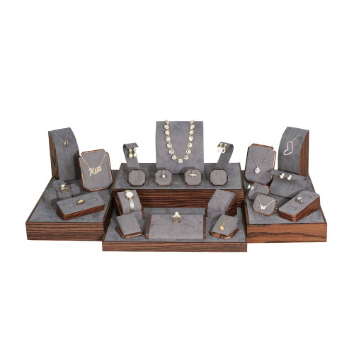Wood Grain Finish 29-Piece Jewelry Display Set (SET78-D30)