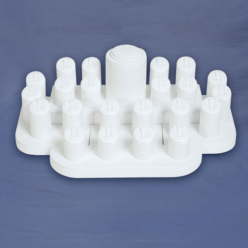 23-Ring Clip White Faux Leather Display