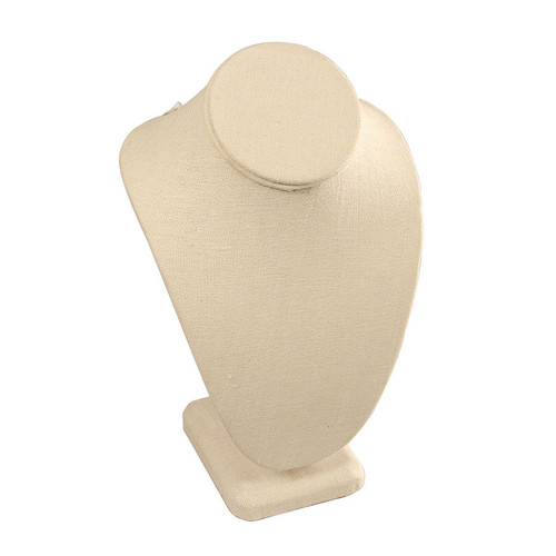 10" Beige Linen Necklace Bust Jewelry Display