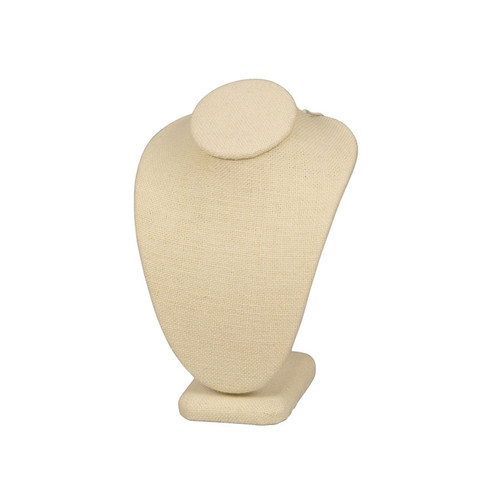 7 1/2" Beige Linen Necklace Bust Jewelry Display
