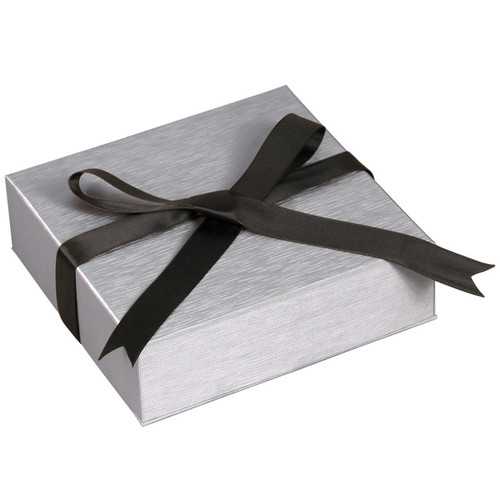 Steel Grey Necklace Box with Ribbon