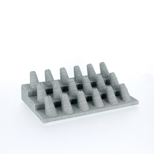 18-Finger Linen Ring Display, 8 1/4" x 4 3/4" x 2 1/2"H