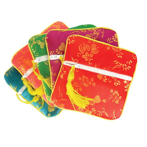 Zipper Pouch (ASSORT SILK)-4 1/2" x 4 1/2"H, price for 12 pieces