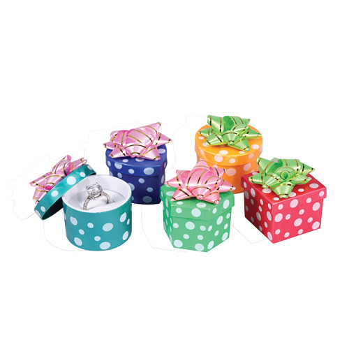 Ring box ,Hat box,Polka Dot Assorted Color, Price for 48 Pieces.