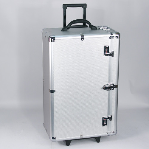Tall Aluminum case side-open w/handle (for24 tray), 16 3/8" x 10 1/2" x 28 1/2"H