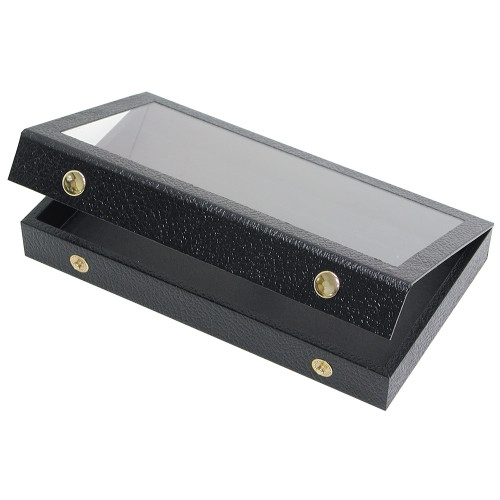 Leatherette Case , Black, Acrylic Attached Lid ,(Choose from various Size)