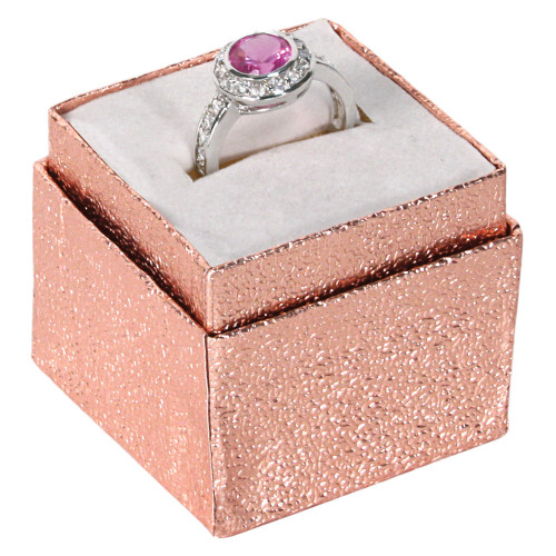 Ring Box, 1 3/4" x 1 3/4" x 1 5/8"H, Rose Gold,Foil ,Price for 100 Pieces.