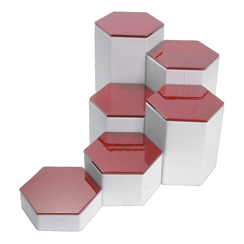 6-Pieces Hexagon Set, 4" Diag., 1 1/4"~6 1/4"H, Rosewood Top