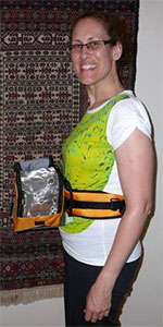 Sharon fitting Birdie Pouch as a fanny pack