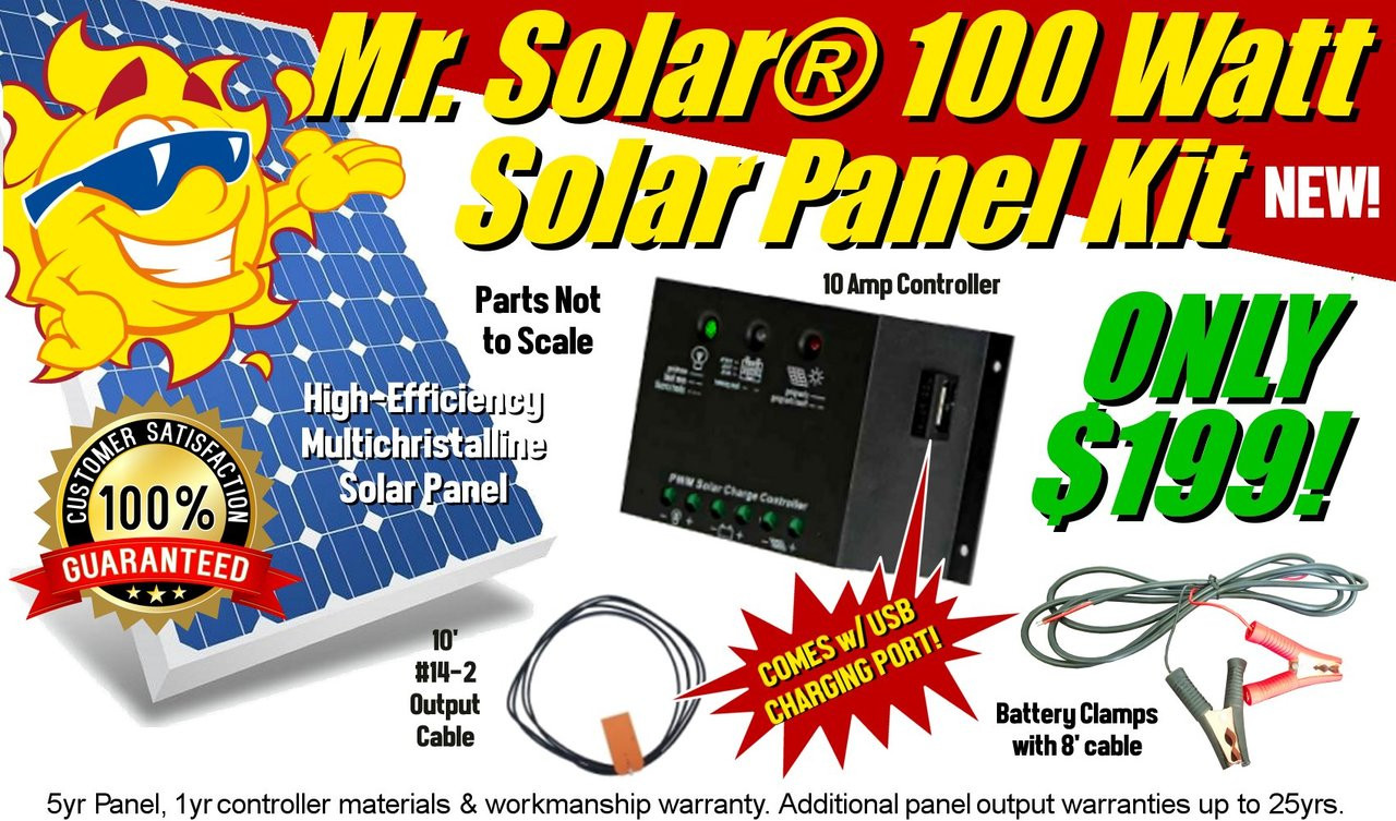 Mr. Solar® 100 Watt Solar Panel Kit with USB Power ...