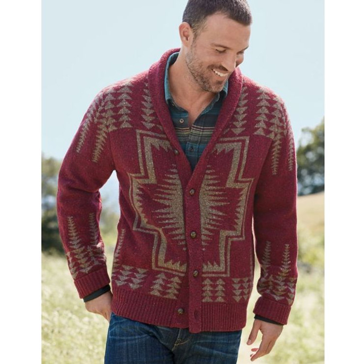 Harding Shawl Collar Cardigan Sweater in Maroon (Size Large) by ...