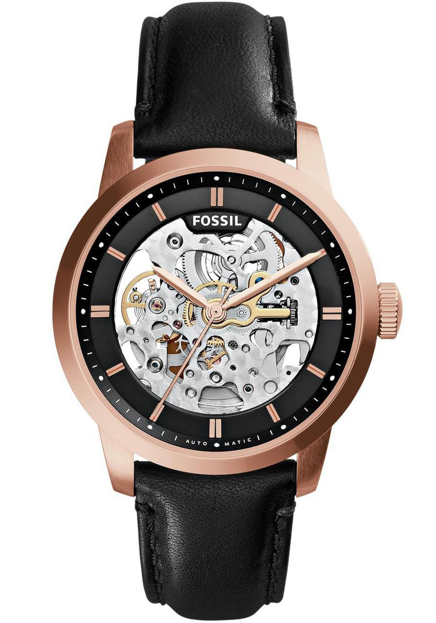 Fossil Townsman Automatic Rose Gold Black Leather Watch ME3084 ...