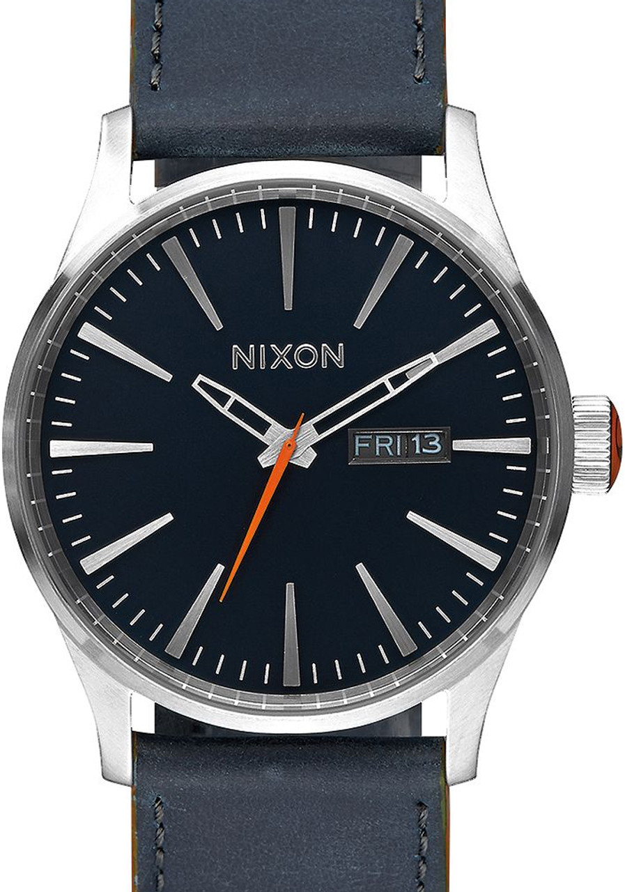 Nixon Sentry Leather Blue/Orange | Watches.com
