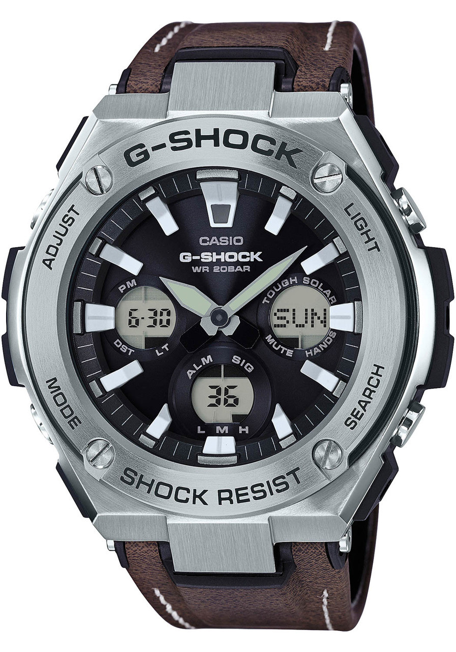 G-Shock G-Steel Tough Leather Brown Silver | Watches.com