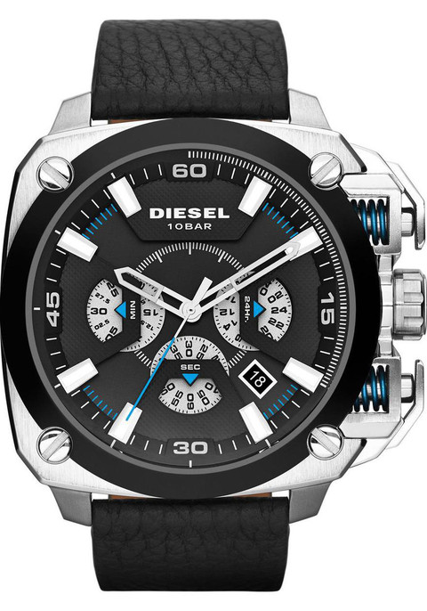 diesel dz7345 bamf leather chronograph silver black watches diesel dz7345 bamf leather chronograph silver black watches