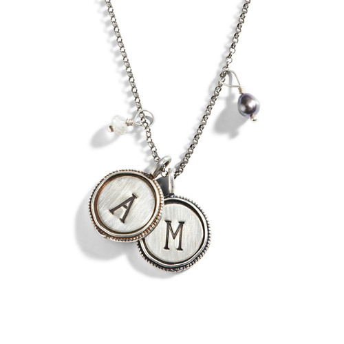 Vintage Initial Necklace Stamped Initial Necklace