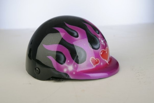Airbrushed Purple GLitter Flames Dog Helmet