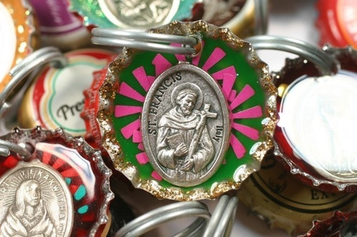 Saint Francis Bottle Cap Dog Collar Charm