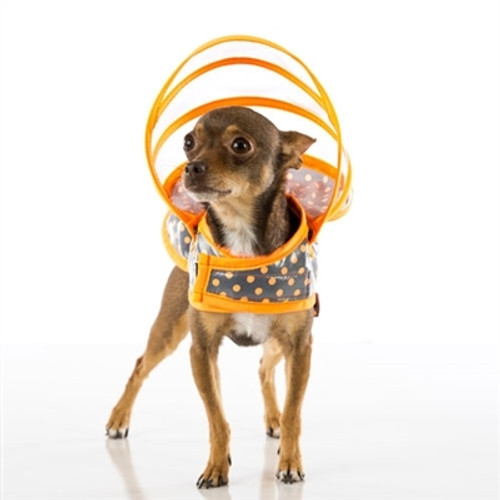 Dog Raincoat - Orange/Grey Polka Dot