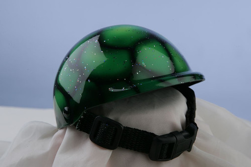 Airbrushed Green Glitter Dog Helmet