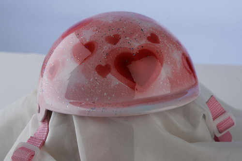 Airbrushed Glitter Hearts Dog Helmet
