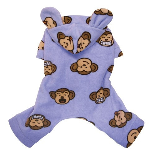 Lavender Silly Monkey Hooded Fleece Dog Pajamas with Ears