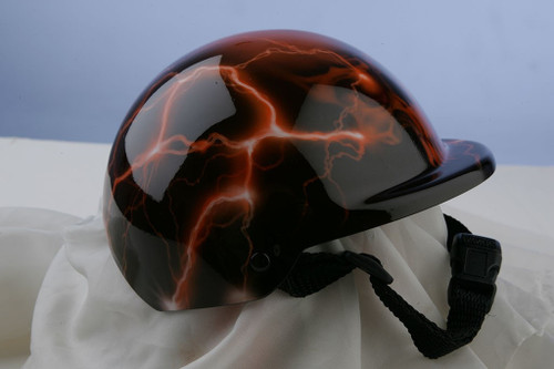 Airbrushed Orange Lightning Skull Dog Helmet