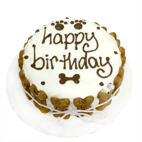 Unisex Dog Birthday Cake (choose from white or brown)