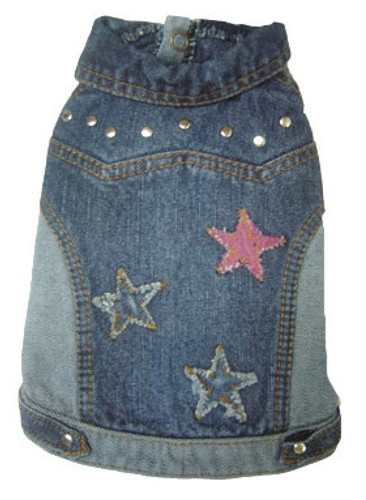 Dog Denim Jean Jacket with Stars