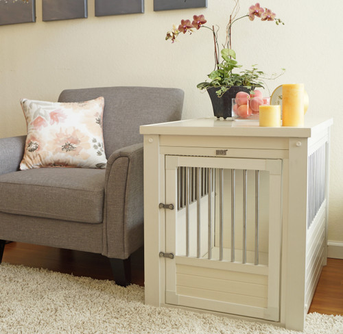 white designer dog crate
