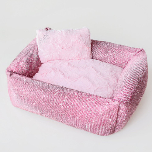 pink crystal dog bed