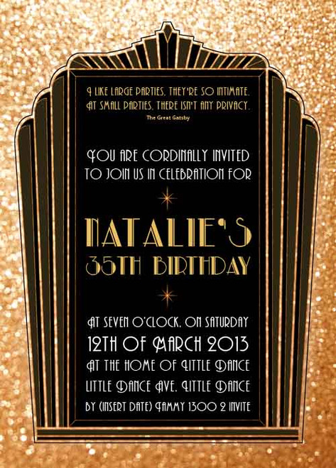 personalised great gatsby inspired party invitations printable