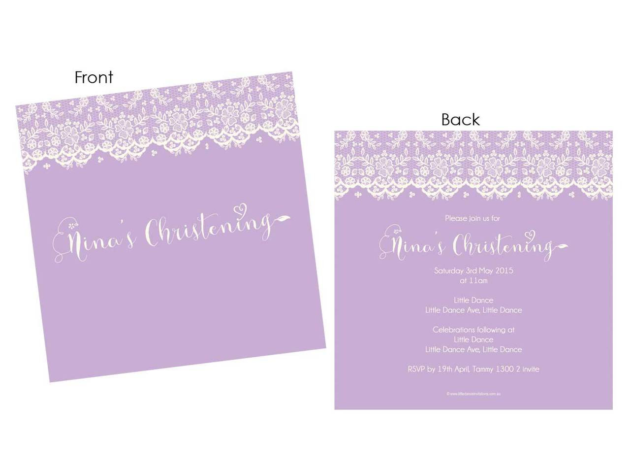 christening invitations lace
